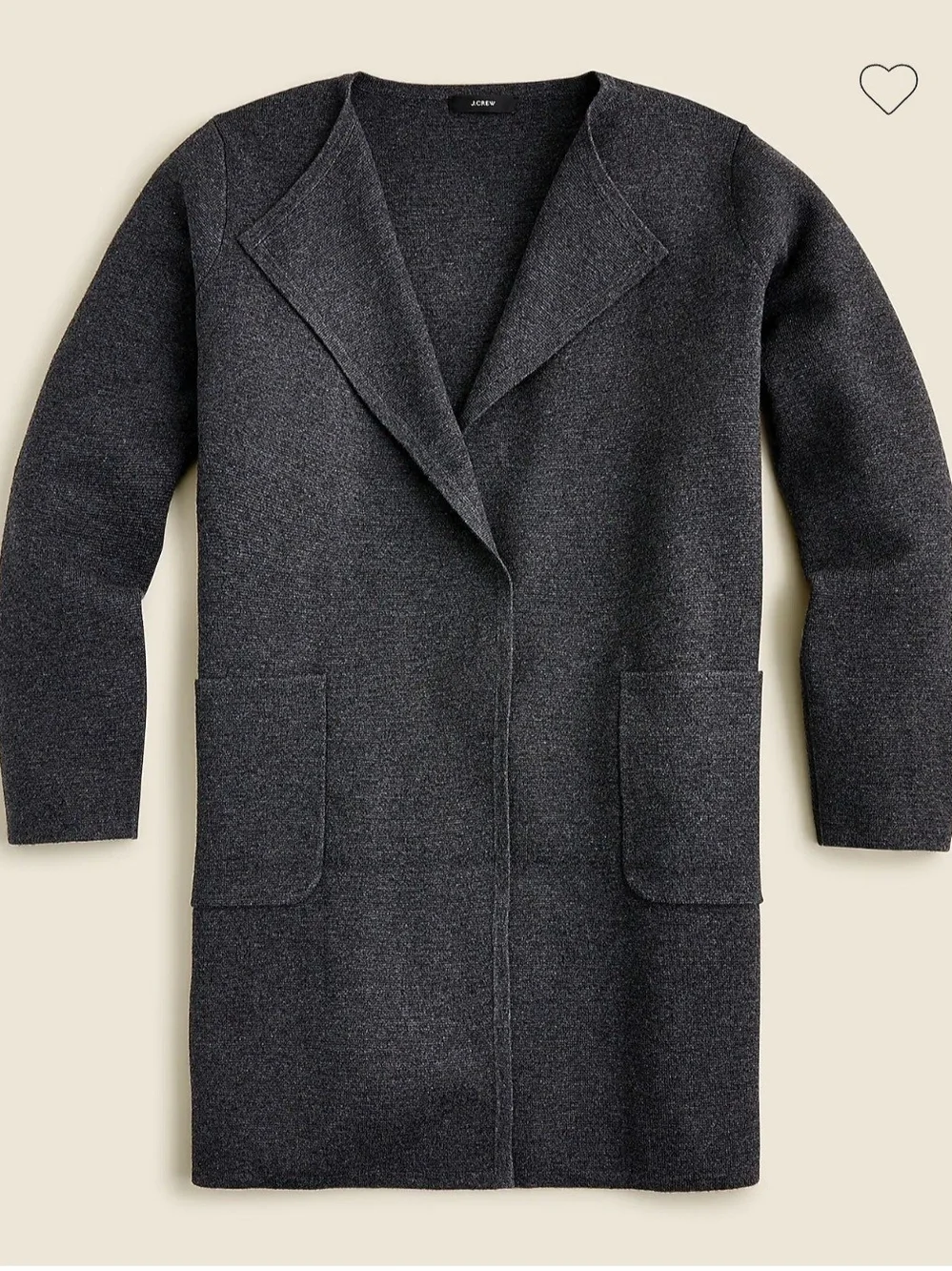 J. Crew Juliette Collarless Sweater Blazer L Black Metino Wool Cotton NWT $158